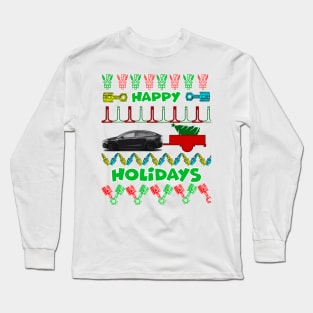 Merry chrismas, car guy, car enthusiast merry chrismas (Tesla) Long Sleeve T-Shirt